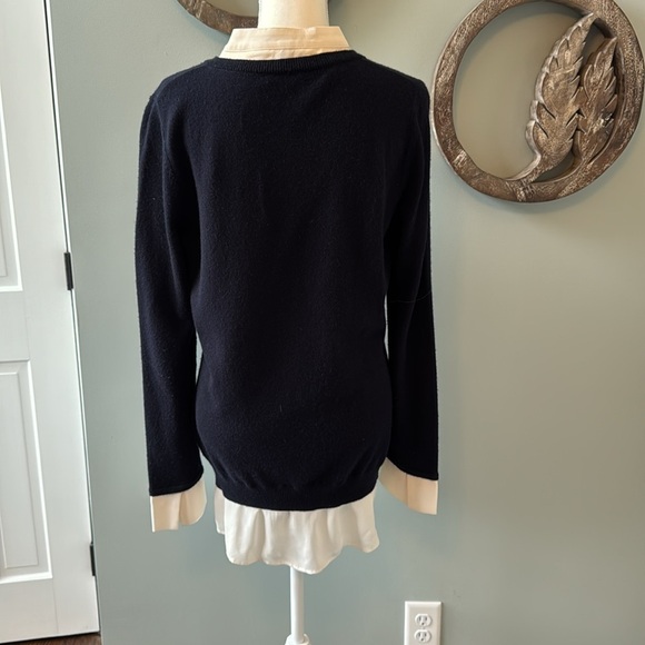 Escada navy cashmere sweater with Ivory silk trim size L - Picture 7 of 11